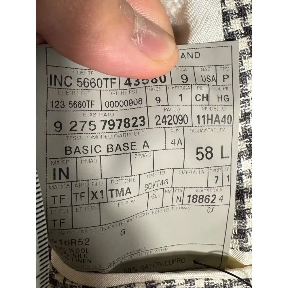 Tom Ford Houndstooth Sport Jacket Blazer 58L 48L US Peak Lapels Wool Silk Linen - Picture 5 of 8